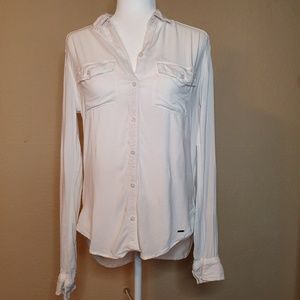 HOLLISTER Long Sleeve Button Up  White Shirt